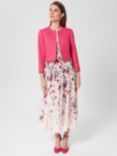 Hobbs Petite Carly Floral Midi Dress, Pink/Multi