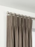 John Lewis Select Curtain Pole with Rings and Disc Finial, Wall Fix, Dia.25mm, Brushed Steel