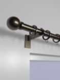 John Lewis Select Curtain Pole with Rings and Ball Finial, Wall Fix, Dia.25mm, Satin Antique Brass