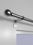 John Lewis Select Eyelet Curtain Pole with Ball Finial, Wall Fix, Dia.25mm, Brushed Steel