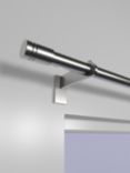 John Lewis Select Eyelet Curtain Pole with Barrel Finial, Wall Fix, Dia.25mm, Brushed Steel