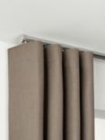 John Lewis Select Curl Gliding Curtain Pole with Stud Finial, Ceiling Fix, Dia.30mm, Brushed Steel