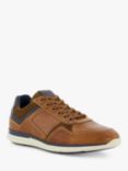 Dune Trended Wide Fit Leather Lace Up Trainers, Tan