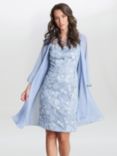 Gina Bacconi Hayley Floral Embroidered Chiffon Jacket and Dress, Light Blue, Light Blue