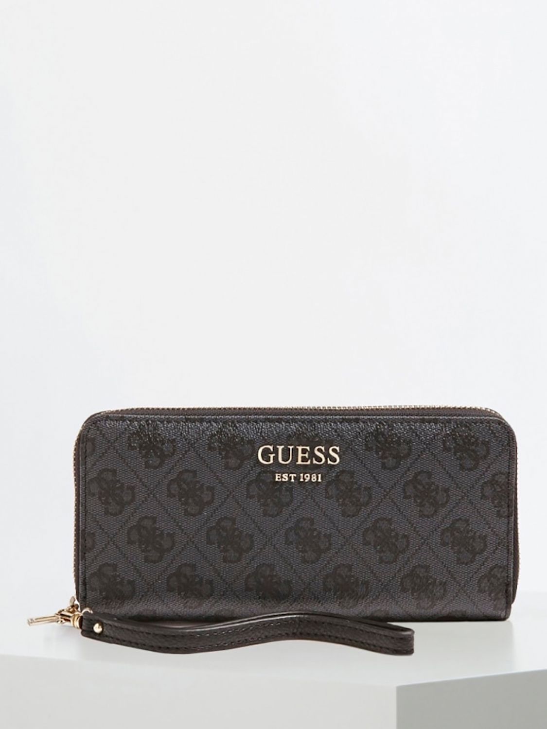 GUESS Vikky Large Zipped Purse Dark Grey Logo at John Lewis