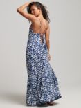 Superdry Long Beach Cami Dress, Arrow Ikat Blue