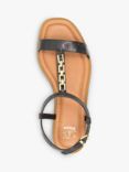 Dune Lotty Leather Chain Detail T-Bar Sandals, Black