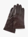 John Lewis Fleece Leather Gloves, Brown