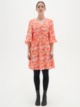 InWear Davila Abstract Print Gathered V-Neck Dress, Pink