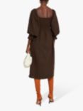 o.p.t Athena Puff Sleeve Midi Dress, Coffee