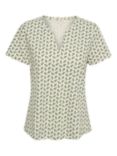 Part Two Gesina Short Sleeve Cotton Top, Greenbriar Leaf