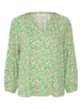 Part Two Milea Floral Print V-Neck Top, Green/Multi