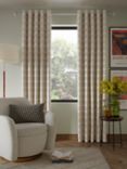 John Lewis Hive Weave Pair Lined Eyelet Curtains, Putty