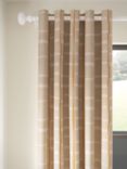 John Lewis Lea Print Pair Lined Eyelet Curtains, Putty