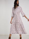 Baukjen Eloisa Abstract Print Midi Dress, Powder Pink