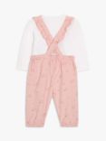 John Lewis Baby Long Sleeve Tee & Star Print Dungaree Set, Pink