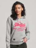 Superdry Neon Vintage Logo Hoodie, Athletic Grey Marl