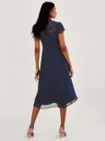 Monsoon Louise Lace Detail Midi Dress, Navy