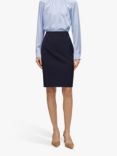 BOSS Vileah Fitted Wool Skirt, Dark Blue