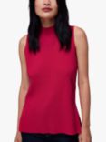 Whistles High Neck Ribbed Knit Tunic Top, Pink
