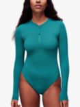 Whistles Long Sleeve Textured Swimsuit, Teal