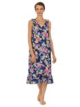 Lauren Ralph Lauren Sleeveless Ruffle V Neck Floral Nightdress, Navy/Multi