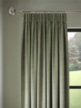 John Lewis Textured Weave Recycled Polyester Pair Blackout/Thermal Lined Pencil Pleat Curtains, Sage