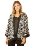 Mela London Zebra Print Satin Kimono, Black/White