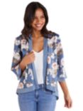 Mela London Floral Satin Kimono, Blue