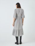 John Lewis ANYDAY Shirred Bodice Gingham Midi Dress, Ivory/Multi