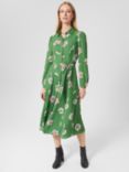 Hobbs Petite Savannah Shirt Midi Dress, Green/Multi