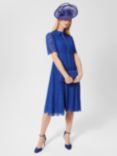 Hobbs Rebecca Lace Shirt Dress, Cobalt Blue