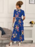 Jolie Moi Paislyn Pleat Front Jersey Maxi Dress, Blue Floral