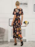 Jolie Moi Sherya Jersey Angel Sleeve Midi Dress, Navy/Orange