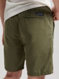 Superdry Linen and Organic Cotton Blend Vintage Overdyed Shorts, Olive Khaki