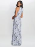 Gina Bacconi Esty Floral Beaded Halterneck Maxi Dress, Blue/Multi, Blue/Multi