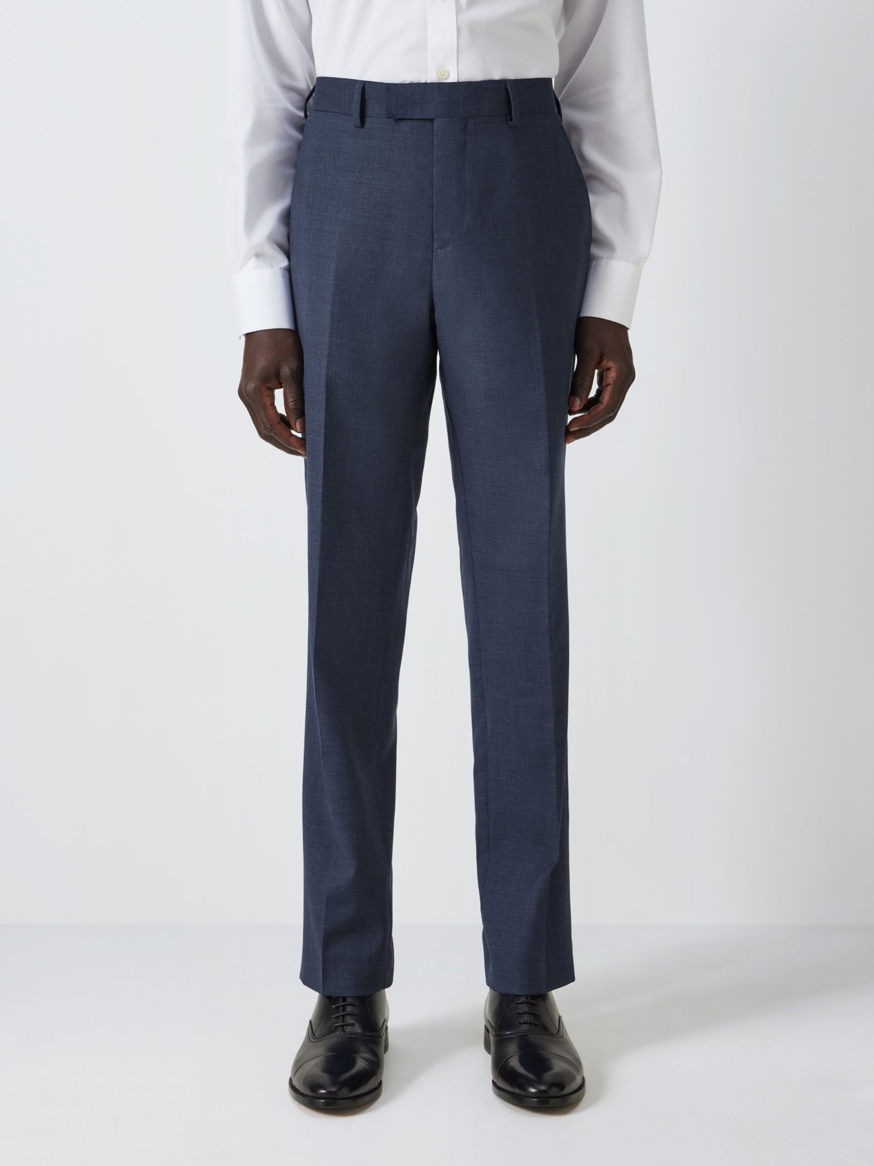John Lewis Wool Hopsack Regular Fit Trousers, Mid Blue, 38R