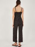 Monsoon Dot Print Shirred Jumpsuit, Black