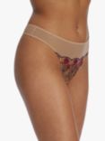Skarlett Blue Enamoured Floral Embroidered Thong, Lipstick Red