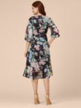 Adrianna Papell Floral Chiffon Wrap Dress, Black/Multi, Black/Multi