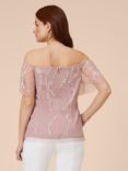 Adrianna Papell Beaded Off Shoulder Top, Light Pink