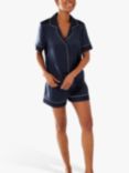 Chelsea Peers Satin Classic Pyjama Shorts Set, Navy