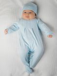 Emile et Rose Baby Malcolm Embroidered All-in-One Sleepsuit and Hat Set, Blue