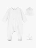 Emile et Rose Baby Mallory Embroidered All-in-One Sleepsuit and Hat Set, White