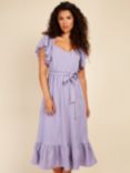 Little Mistress Iris Texture Frill Midi Dress, Purple