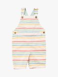 Little Green Radicals Baby Organic Cotton Rainbow Striped Dungaree Shorts, Multi