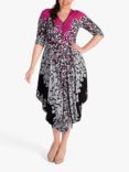 chesca Floral Print Jersey Dress, Fuchsia/Grey