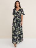 Phase Eight Petite Georgie Tiered Floral Maxi Dress, Navy/Multi