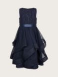 Monsoon KIds' Seville Ruffle Party Dress, Navy