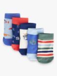 John Lewis Baby Organic Cotton Rich ABC & Stripe Socks, Pack of 5, Multi